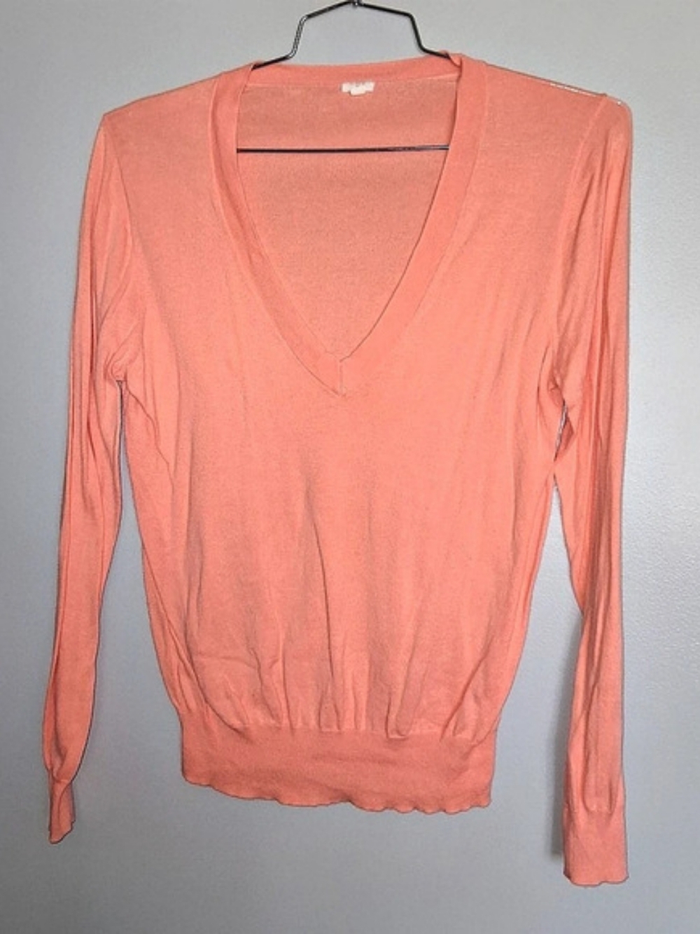 J.Crew Cotton V-Neck Sweater in Coral Size Large